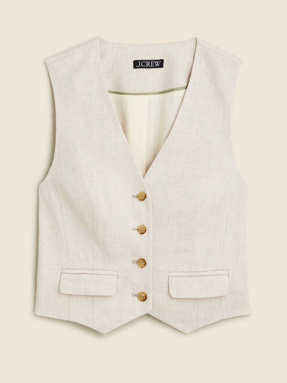 J. Crew Cream Linen Blend Tailored Vest